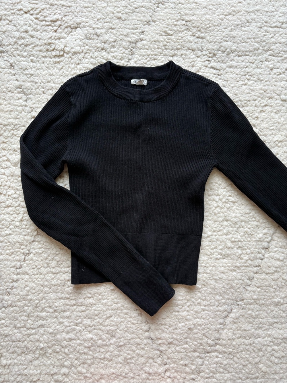 Garage Black Ribbed Long Sleeve Tee